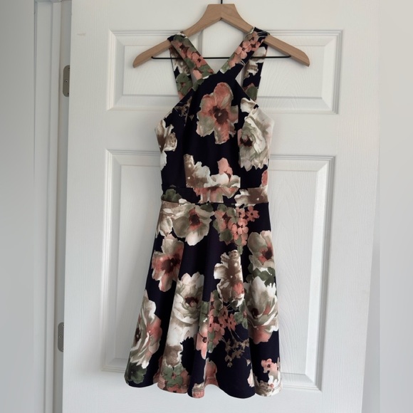 TRAC Floral Navy Formal summer Dress wedding guest women’s - Picture 1 of 3